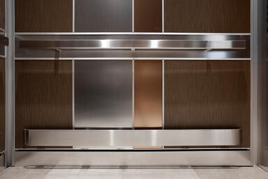 LEVELe-101C Elevator Interior; Capture panels in Bonded Bronze 
