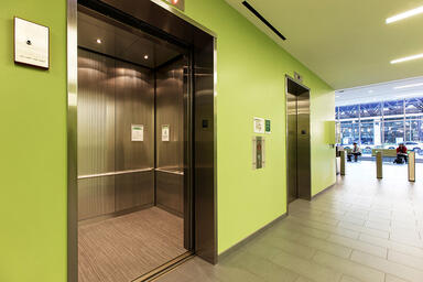 LEVELc-1000A Elevator Interior in Stainless Steel with custom finish 