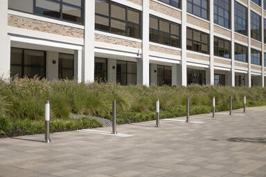 Light Column Bollards in Stainless Steel with Satin finish in illuminated config