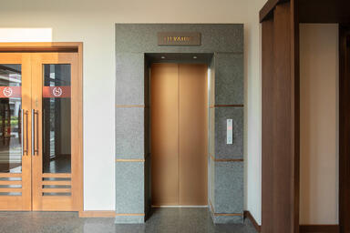 Elevator doors in Fused Bronze with Seastone finish at Sheraton Grand Chen