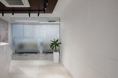 Wall panels in Bonded Quartz, White, in Alta pattern at Sian Infracon LLP