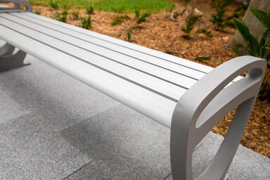 Trio Bench in 6 foot, backless configuration with Aluminum Texture powdercoated