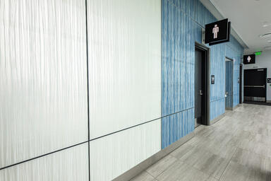 LEVELe Wall Cladding System with Minimal panels; insets in ViviStrata Layers