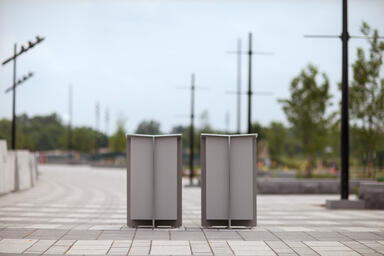 Knight Litter Receptacles shown with Aluminum Texture powdercoat 