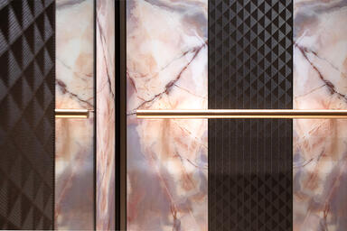 LEVELe-105 Elevator Interior with customized panel layout: Capture panels