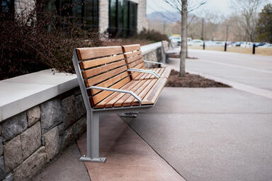 Knight Benches shown in 6 foot, backed configuration with Aluminum Texture