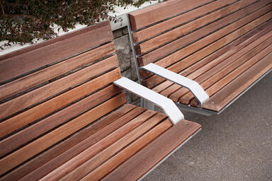 Detail of Knight Benches shown in 6 foot, backed configuration