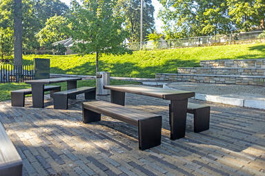 Vector Table Ensembles, one with ADA-compliant bench, with Dark Bronze Metallic