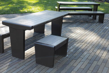 Vector Table Ensembles, one with ADA-compliant bench, with Dark Bronze Metallic 
