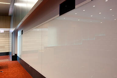 LEVELe Wall Cladding System with Float panels in Stainless Steel with Mist