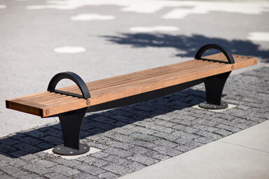 Pacifica Bench shown in 8 foot, backless, surface mount configuration