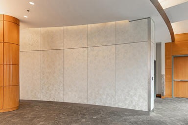 LEVELe Wall Cladding System with Blind panels; insets in ViviGraphix