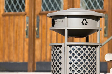 Urban Renaissance Litter &amp; Recycling Receptacle shown in side opening