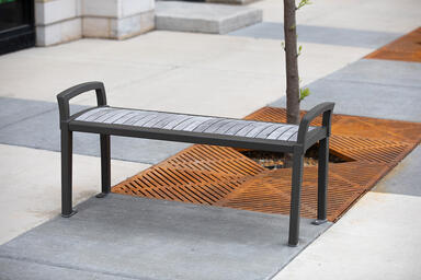 Cordia Bench in 6-foot backless configuration with Slate Texture powdercoated