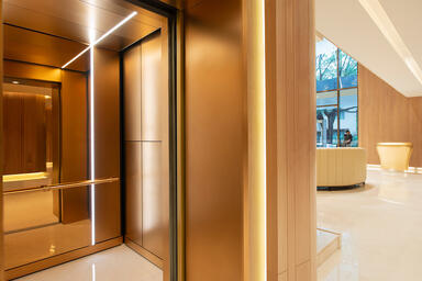 LEVELe-105 Elevator Interior with customized panel layout; Minimal panels in Fus