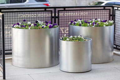 Universal Planters: 100 gallon and 30 gallon configurations. Stainless Steel.