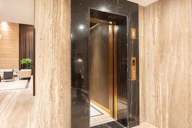 LEVELe-105 Elevator Interior with customized panel layout; Minimal panels in Bon