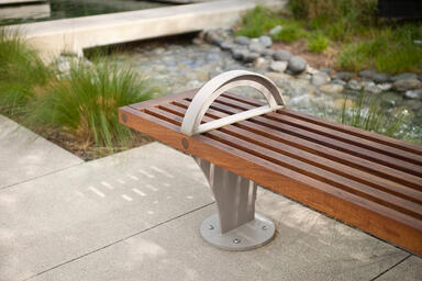 Pacifica Bench shown in 8 foot, backless configuration at Irvine, California