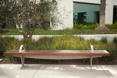 Pacifica Bench shown in 8 foot, backless configuration at Irvine, California
