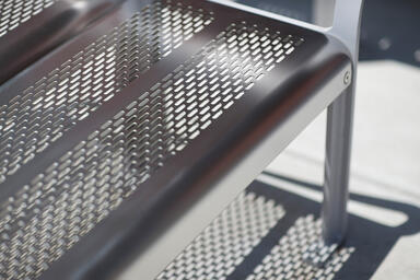 Detail of Ratio Bench shown with Aluminum Texture powdercoated frame