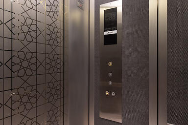 LEVELc-2000 Elevator Interior with panels in Bonded Aluminum with Dark Patina