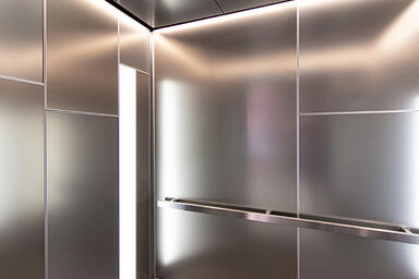LEVELe-101 Elevator Interior with customized panel layout; LightPlane Panels
