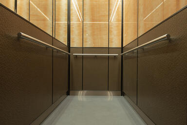 LEVELe-105 Elevator Interior with customized panel layout; upper panels in ViviS