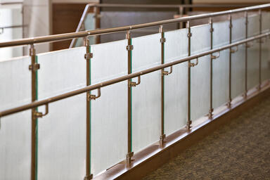 Railing infill in CastGlass Classic Monolithic glass in custom texture