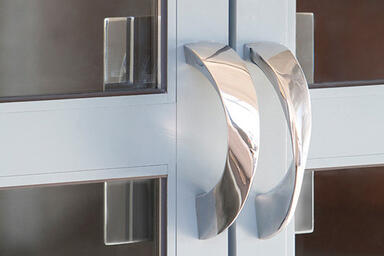 Lyra Door Pulls in Polished Stainless Steel 
