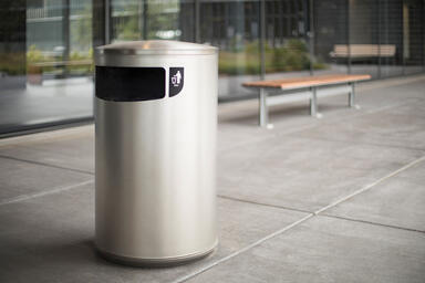 Universal Litter &amp; Recycling Receptacle shown in 30 gallon, side opening