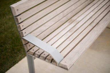 Knight Bench shown in backed configuration with Silver Texture powdercoated