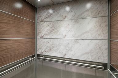 LEVELe-104A Elevator Interior with Capture panels in ViviSpectra Elements glass 