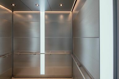LEVELe-107A Elevator Interior with customized panel layout; Capture panels in St