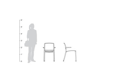 Avivo Chair, with armrests, shown to scale