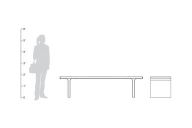Flight bench, backless, 6 foot, shown to scale