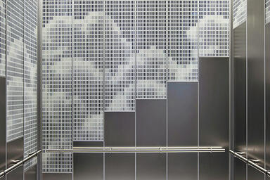 LEVELe-108 Elevator Interior shown with panels in ViviSpectra Spectrum glass