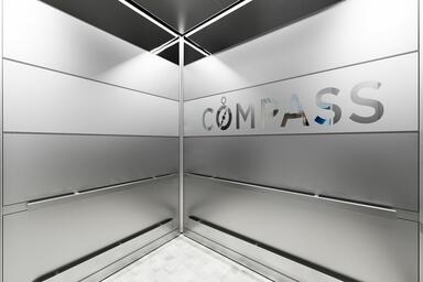 LEVELr-204D Elevator Interior; panels in Stainless Steel with Seastone finish