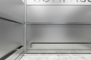 LEVELr-204D Elevator Interior; panels in Stainless Steel with Seastone finish