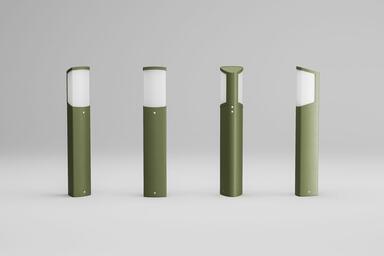 Trio Bollards shown with Olive Texture powdercoat
