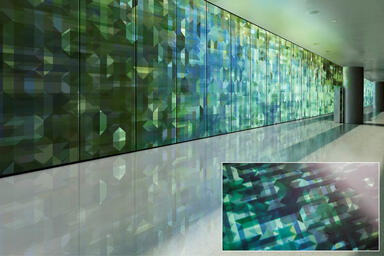 Wall panels in ViviSpectra VEKTR glass with custom interlayer