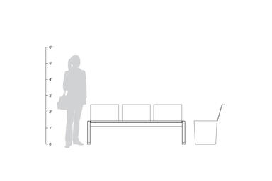 Vector 6 foot bench with seat backs, shown to scale.