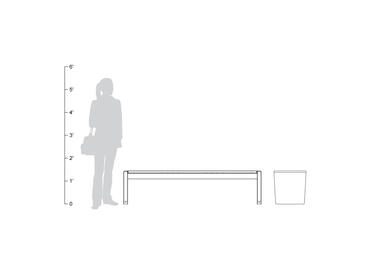 Vector 6 foot bench, backless, shown to scale.