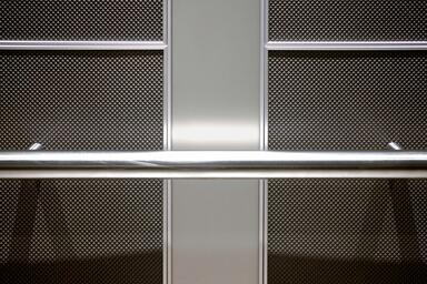 LEVELe-107 Elevator Interior with Capture panels in Bonded Nickel Silver with Da