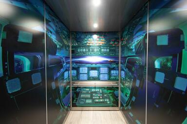 LEVELe-105D Elevator Interior with customized panel layout; Capture panels in Vi
